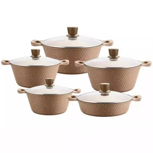 Wholesale <strong>10pcs</strong> Kitchen Aluminum Cooking Soup Pot Diamonds Die Cast <strong>Cookware</strong> <strong>Set</strong> - Product Image 4