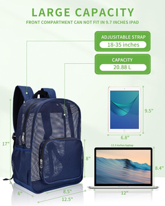 Mochila de malla resistente, mochila escolar transparente, mochila deportiva de gran capacidad, transparente, para viajes, para hombres y mujeres - Product Image 4