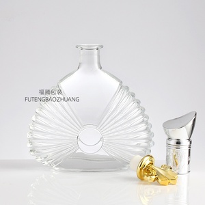 Botol kaca anggur merah 750ml desain baru datar persegi panjang pelanggan XO Brandy wiski Rum botol Gin dengan segel gabus - Product Image 2