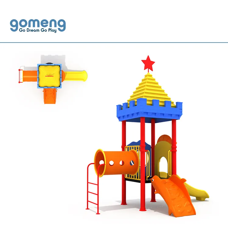 महल शैली बच्चों को घर के बाहर खेल का मैदान आउटडोर मनोरंजन उपकरण बहु-कार्यात्मक स्लाइड