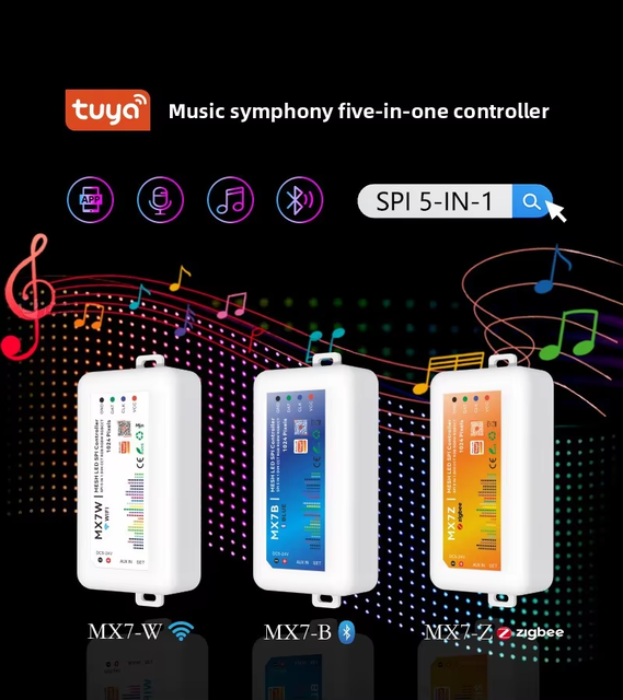 New Colorful-X7 Tuya Zigbee Music Rhythm LED Controller RGB Dream Color Atmosphere Light Controller for WS2812 SK6812 LED Strips