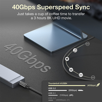 Câble USB4 Gen3 Type-C vers Type-C ULT-unite de type coaxial, 0,3 m/0,5 m/0,8 m, gaine en PVC, 40 Gbps, 100 W, 5 A, câble de charge rapide et de transfert de données