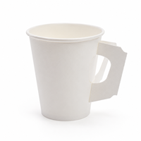 Familien-Frühstücks-Kaffee-Tee-Becher aus extra starkem Kraftpapier mit gerolltem Rand, elegantem, modernem Design und Henkel
