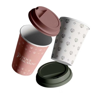 Customized Logo 8/12/16 oz Recyclable Double Wall Kraft Paper Cup PE Coated Water Based Coating for Mulled Wine Drinks