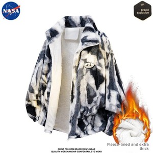 Giacca Bomber da Uomo <span class=keywords><strong>NASA</strong></span> di Alta Qualità in Lana d'Agnello e Cotone, Invernale, Foderata in Pile, Spessa e Calda, Stile Streetwear - Product Image 5