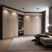 Armoire de chambre à coucher moderne en bois avec tiroirs et miroir, armoire de rangement à 4 portes, meubles de chambre à coucher pour la maison et l'hôtel