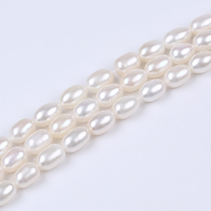 Collier de perles de riz d'eau douce de 5-6 mm, semi-fini, perles à perler en gros, collier de perles de riz semi-fini - Product Image 3