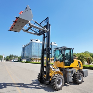 Chariot élévateur tout-terrain <span class=keywords><strong>3</strong></span>,5T/4T/5T et chargeuse sur pneus 4x4, équipé de pneus semi-solides, idéal pour l'utilisation en usine et sur chantier. - Product Image 5