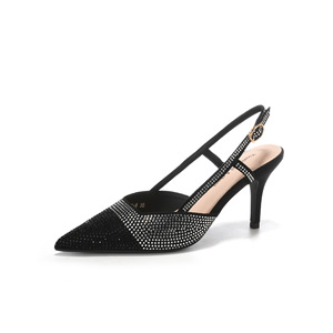 Escarpins à bride en T, bout pointu, talon aiguille, strass, chaussures à talons hauts pour femmes, tendance mode 7755-6 - Product Image 5
