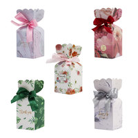 Boîte à bonbons multicolores de style européen pour mariage, fête, emballage de chocolats et de bonbons, boîte cadeau en papier kraft avec ruban, vente en gros