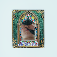 Maroc Marrakech Art Déco Mini Miroir Rectangulaire Aimant de Réfrigérateur en Résine Motif Mosaïque Marocaine Traditionnelle Aimant Décoratif