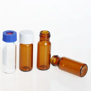 1.5毫升2毫升高效液相色谱透明琥珀色玻璃小瓶螺纹9-425，带隔膜硅/聚四氟乙烯小瓶样品玻璃小瓶，用于实验室分析