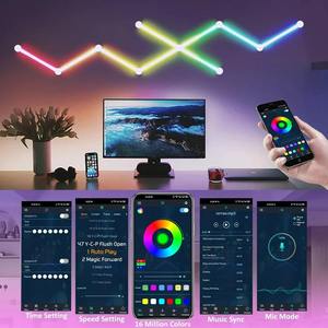 โคมไฟติดผนัง LED อัจฉริยะ USB DIY ไฟสร้างบรรยากาศกลางคืน แถบไฟ RGB แสงไฟตามจังหวะดนตรี สำหรับตกแต่งห้องนอน ห้องเล่นเกม - Product Image 2