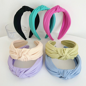 Bandeau noué en tissu pour femmes, bandeau de cheveux de couleur unie de 5.5cm de largeur, accessoires pour cheveux, nouvelle collection - Product Image 2