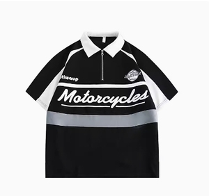 Vintage-T-Shirt 100 % Baumwolle Polo für Herren amerikanischer Stil <span class=keywords><strong>Patchwork</strong></span> Farben Übergröße Herren Oberteil Unisex Paar Sommer Kurzarm - Product Image 1