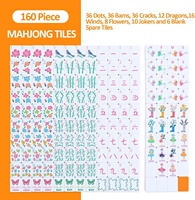 Jeu de Mahjong américain en PU, sac de transport bleu complet, 160 tuiles de Mahjong orange, 4 supports transparents tout-en-un