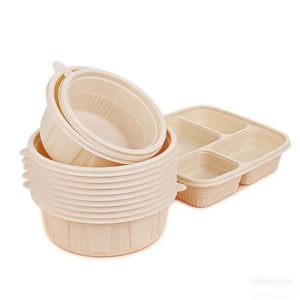 Contenedor de comida biodegradable desechable de almidón de maíz para llevar, con 3 compartimentos tipo clamshell - Product Image 4