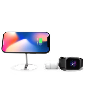 Cargador inalámbrico magnético 3 en 1 de 18W con base de carga rápida para teléfono, reloj y auriculares, estación de carga multifuncional de escritorio. - Product Image 4