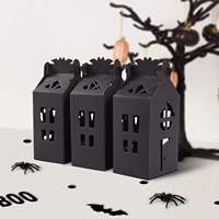 Boîtes à bonbons gothiques de haute qualité pour fêtes d'Halloween, motifs de faucille creuse, de chauve-souris et de cercueil, boîtes cadeaux en papier, vente en gros