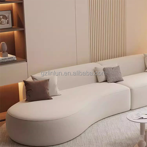 मक्खन शैली के सोफे इतालवी न्यूनतम रहने वाले कमरे के बड़े स्थान घुमावदार डिजाइन कम रखरखाव तकनीक कपड़े ट्रेंडिंग मखमली सोफा - Product Image 2