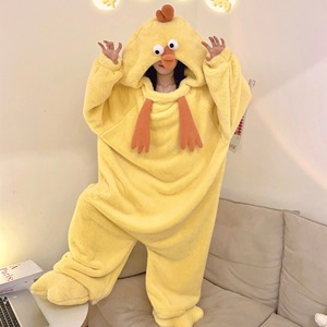 Cosplay piccolo giallo pollo Kigurumi pigiama pigiama di pollo giallo cartone animato pigiama pigiama con cappuccio tutina pigiama per adulti pigiama - Product Image 1