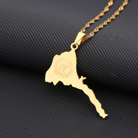 Érythrée carte drapeau pendentif colliers minces pour femmes filles couleur or carte africaine de l'Érythrée bijoux en acier inoxydable