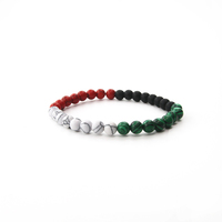 Bracelet tressé artisanal en pierres naturelles avec drapeau palestinien, ajustable, pour femme – Bijou de soutien à la Palestine, symbole d'amour et de paix