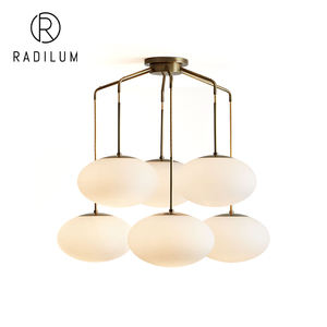<span class=keywords><strong>Lustre</strong></span> en laiton, style nordique moderne de luxe, pour salon, salle à manger, villa, avec verre dépoli, LED E26, vente en gros d'usine, transfrontalier, modèle lune - Product Image 1