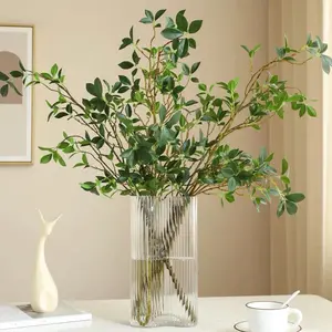 E119 Wholesale Greenery Artificial Branches Leaves Artificial Green Plant Leaves Tea Leaves