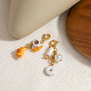 Colgantes de comida de acero inoxidable: taza de café, donut, llavero, cadena para bolso, accesorios de joyería DIY, regalo unisex, origen Yiwu - Product Image 1