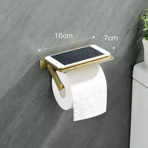 Moderno spazzolato oro carta velina <span class=keywords><strong>porta</strong></span> <span class=keywords><strong>rotolo</strong></span> 304 in acciaio inox portasciugamani con mensola per cellulare - Product Image 4