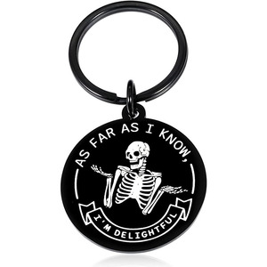 Porte-clés crâne décor drôle squelette pour autant que je sache, je suis délicieux porte-clés collègue sarcastique cadeau crâne pendentif porte-clés - Product Image 3