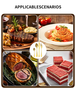 Bán Buôn Nhà Sản Xuất 24Pcs Matte Đám Cưới Tái Sử Dụng Xách Tay Muỗng Và Ngã Ba Thép Không Gỉ Flatware Vàng Đen Thiết Lập Dao Kéo - Product Image 5