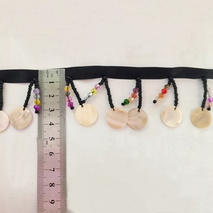 Passamanerie in pizzo con nappe in conchiglia naturale stile etnico, nappe con perline e motivo animale all'uncinetto per vestiti, borse, scarpe, fai da te - Product Image 4