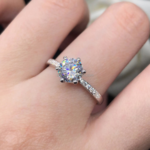 Etsy Anel de prata esterlina 925 para noivas, joia de casamento estilo clássico com 6 garras, 1 peça, zircônia cúbica, moissanite, solteiro de noivado - Product Image 6