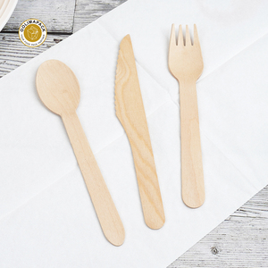 Cucchiaio per posate in legno biodegradabile OOLIMA cucchiai di legno piccoli posate in legno coltello usa e getta forchetta cucchiaio tagliacapelli usa e getta all'aperto - Product Image 5