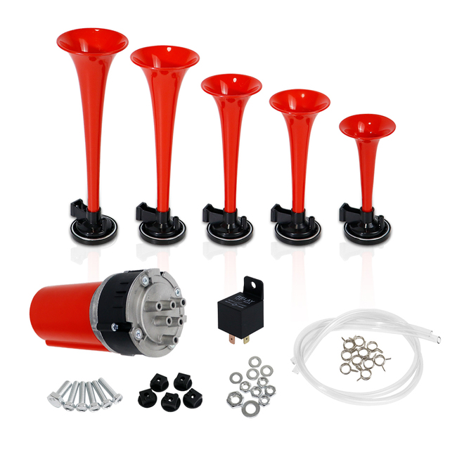 MrGauge Train Horn for Car 12V Super Loud Air Horn Dual Trumpet Truck Horn with Compressor and Button