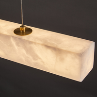 Lustre moderne en marbre naturel d'Espagne, blanc alabaste, avec hauteur réglable pour salle à manger, lampe suspendue longue
