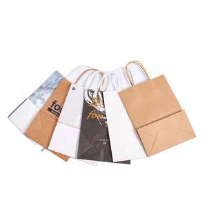 Sac en papier kraft de conception populaire pour le shopping, sacs en papier à poignée plate - Product Image 1