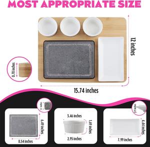 Plaque <span class=keywords><strong>de</strong></span> cuisson en pierre <span class=keywords><strong>de</strong></span> <span class=keywords><strong>lave</strong></span> en granit naturel pour steak avec <span class=keywords><strong>plateau</strong></span> <span class=keywords><strong>de</strong></span> service en bambou et plat en céramique - Product Image 6