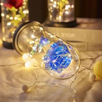 Hadiah Valentine lampu Led 24 k Foil emas kristal Galaxy mawar bunga mawar di kubah untuk Gadis ibu istri