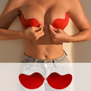 <span class=keywords><strong>Rouge</strong></span> personnalisé Invisible collé auto-adhésif <span class=keywords><strong>soutien</strong></span>-<span class=keywords><strong>gorge</strong></span> poitrine Patch Sexy femmes Lingerie réutilisable sucette couverture - Product Image 3