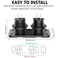 Chargeur de voiture encastrable double QC3.0 avec 2 ports USB, affichage de la tension, interrupteur tactile, prise allume-cigare 12-24V