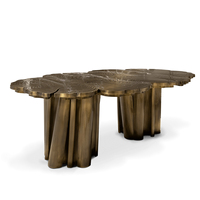 Table de cuisine nordique de luxe pour 8 personnes, tables à manger exclusives en laiton poli patiné pour salle à manger moderne