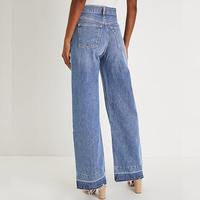 Pantalon en jean droit pour femmes à taille haute personnalisé et à jambes larges Jeans streetwear pour femmes à la mode Ourlet brut Respirant Rivets décorés