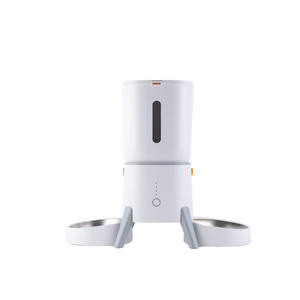 Distributeur automatique de nourriture pour chats avec deux bols et fonction de programmation d'alimentation, design moderne en plastique blanc, utilisation en intérieur - Product Image 2