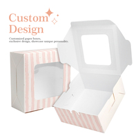 Boîte à gâteau pliable personnalisée de haute qualité pour cadeau d'anniversaire, pâtisserie, avec fenêtre, pour mini-gâteaux, donuts, tranches de gâteau, desserts et friandises