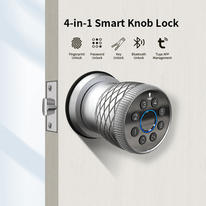 Kunci Pintu Bulat Pintar Tanpa Kunci, Entri <span class=keywords><strong>Digital</strong></span> Sidik Jari, Remote Aplikasi Tuya untuk Kunci Pintu Kayu yang Kompatibel - Product Image 3