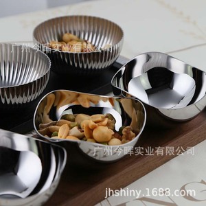 Shiny-Jh Stainless Steel Fruit Dish Set <b>Walnut</b> Wood Tray Creative Snack Bowl For Home Coffee <b>Table</b> - Product Image 2