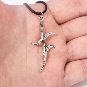 <span class=keywords><strong>Collana</strong></span> in Metallo all'Ingrosso, Ciondolo alla Moda per Ragazzi con Pendente a Forma di Coltello Nero Melina - Product Image 5
